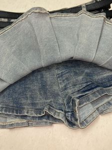 Mini Denim Pleaded Skirt