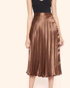 Bronze Satin Midi Skirt