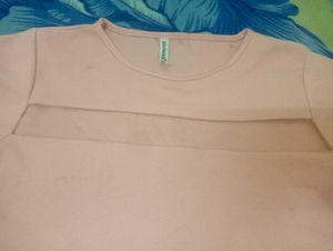 Pink Cutout Short Sleeve Tee