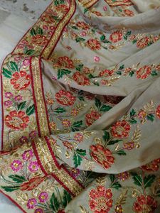 Double Colour Embroidery Work Saree With Blouse