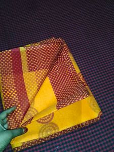Elegant Yellow &amp; Red Saree