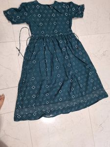 Zudio Rama Green One Peice Dress Pure Cotton