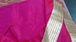 Pink Fabric with Gold Embroidery