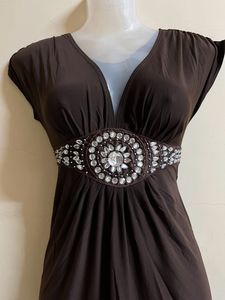 FIXED PRICE ✨ Brown Embellished Mini Dress