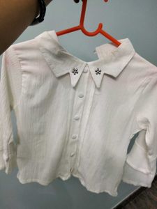 White Blouse with Collar Detail