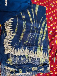 Cut Work Saree New (unstichd Blouse)