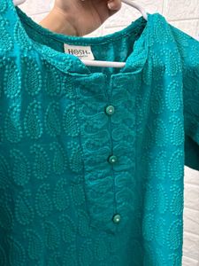 Teal Embroidered Kurti