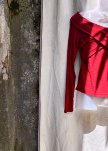 22510. Red Off-Shoulder Top