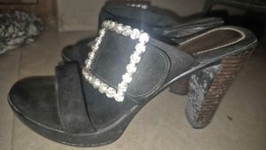 Carwalk Black Heels with Rhinestones