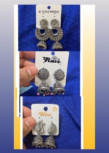 Combo Silver Colour Oxidized Earrings.