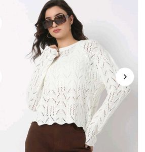 Korean White Knit Sweater Top