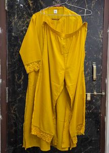Muslin Solid Pleated Kurta Set