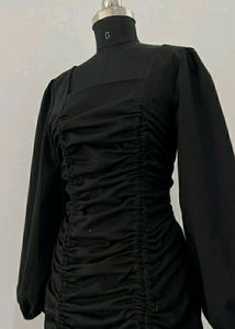 LBD Black Dress With Ruched Laces