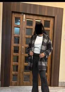 Plaid Oversized woolen coat