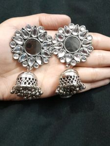 Oxidise And Mirror Work Earring