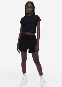 H&amp;m Black Crop Tee