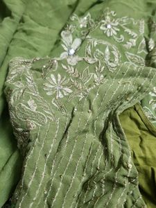 Green Embroidery Saree 🥻