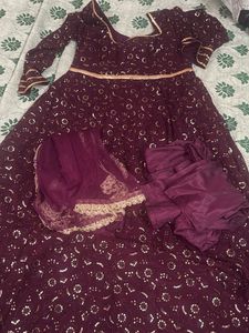 Elegant Maroon Anarkali Kurta Set