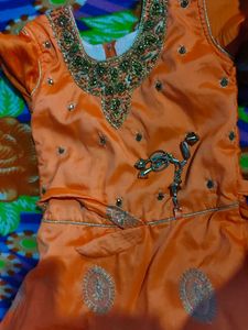 Orange Embellished Blouse