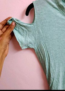 Down Shoulder Ruffle Top-mint