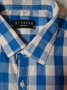 Blue Checked Shirt half with superb condition..XXL