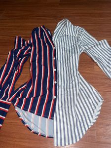 y2k fitted Striped Colorblock Top