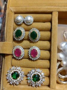 Combo - Studs Zirconia Swarovski - 4 Pair
