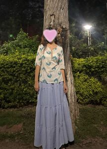 Blue Tiered Maxi Skirt