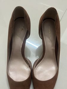 Mango Brown Suede Pointed Toe Heels