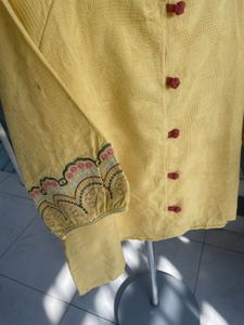 Yellow Embroidered Sleeve Top