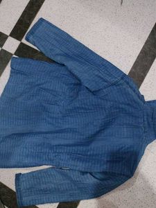 Vintage Blue Textured Button-Up Shirt