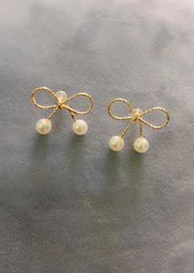 Bow Pearl Drop Earrings