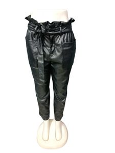 Stylish Black Faux Leather Pants Size 30-32
