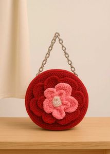 Woolen Red Rose Hand Bag 🌹