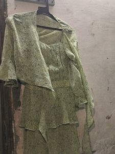 Green Floral Dress with Jacket