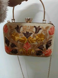 Floral Velvet Embroidered Clutch