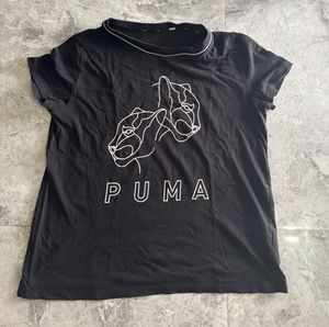 PUMA Black T-Shirt with Big Cat Outline Graphic