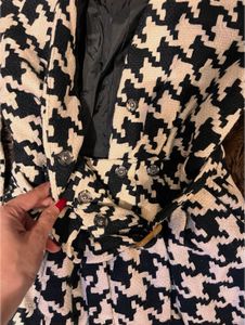 A-shape Houndstooth Coat Dress