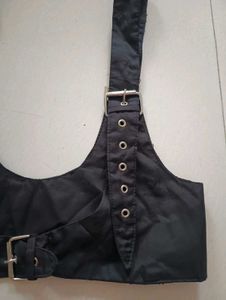 Buckled Black Harness Waist Top