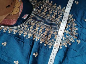 Teal Embroidered Kurta Set