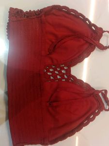 RED CROCHET TOP