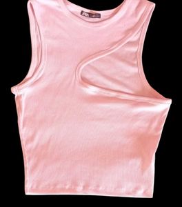 Zara Solid Asymmetrical Crop Top Casual
