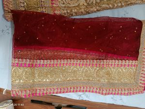 Golden Pink Red Lehenga
