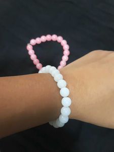 Pink And White Bead Bracelet