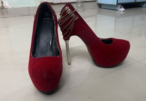 Red Velvet Pencil Heels