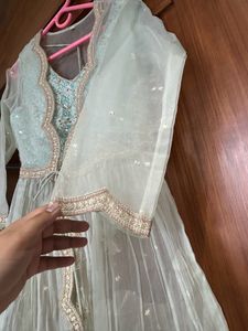 Light See Grean Ghaghra Choli With Shrug