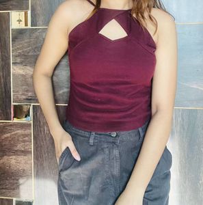 Kassually Burgundy Crop Top – Chic, Trendy