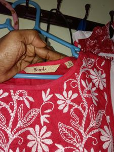 Red Embroidered Kurti