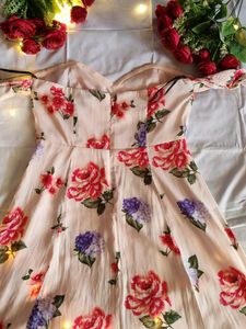 Floral Off-Shoulder Sweetheart Neck Dress