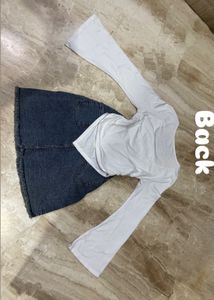 Combo Of Denim Mini Skirt &amp; Savana White Top